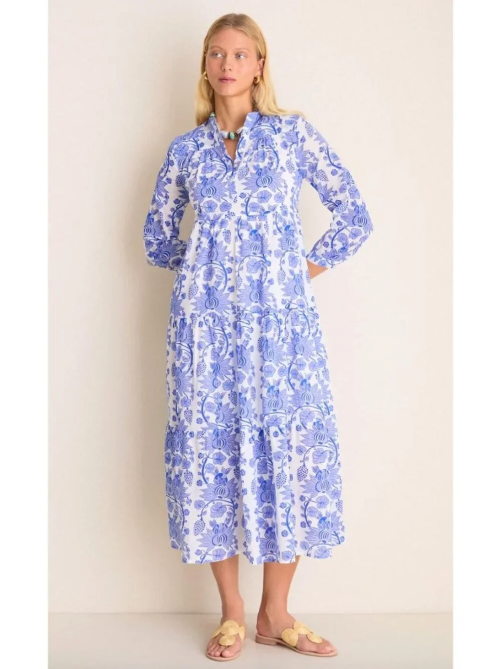 Tuckernuck Ro's Garden Exclusive Bluefanny Rio Midi Dress Small Chinoiserie Blue